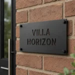 Personalisiertes Edelstahl-Türschild für die Haustür mit schwarzer Pulverbeschichtung